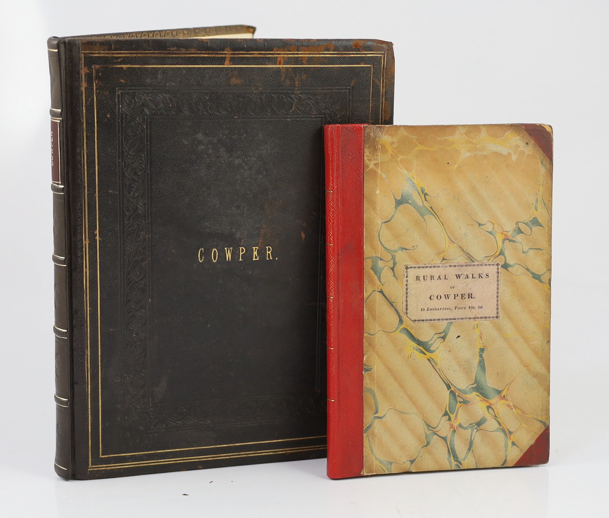 BUCKS: (Storer, James) The Rural Walks of Cowper; displayed in a series of views near Olney, Buckinghamshire ... with Descriptive Sketches, and a Memoir of the Poet's Life ... 16 plates, half title; old marbled boards wi